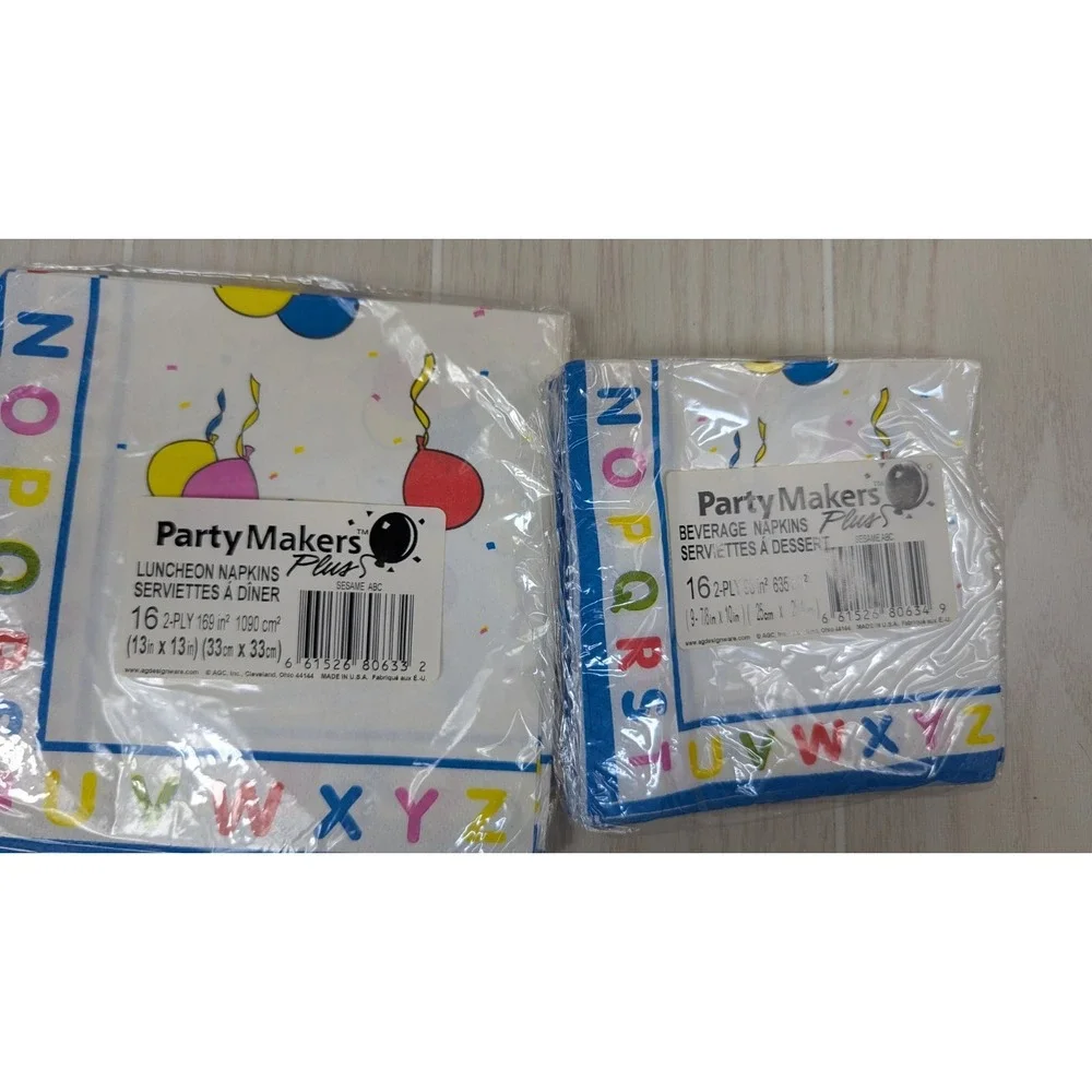 Vintage Sesame Street Party Supplies ABC Birthday Plates Napkins set lot